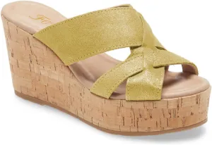 FOWT Women’s Cork Wedge Sandals Cross Strappy High Platform Open Toe Slippers Slip-On Chunky Heels Wide Width Available Shoes Outdoor Beach Casual Size 4-16 US