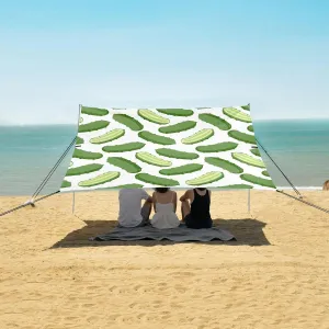 Fresh Vegetable Cucumber Beach Canopy Tent Anti-UV & Wind Resistant, Camping Sun Shelter Easy Setup Portable,Outdoor Shade Tents with Sandbags,Sand Shovels,Ground Pegs & Stability Poles