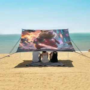 Future World Capybara Soldier Beach Camping Tent Sun Shelter for Whole Family, Beach Shade Canopy with UPF50  UV Protection,Easy Set Up and Carry,Outdoor Shade for Trips, Fishing, Backyard Fun