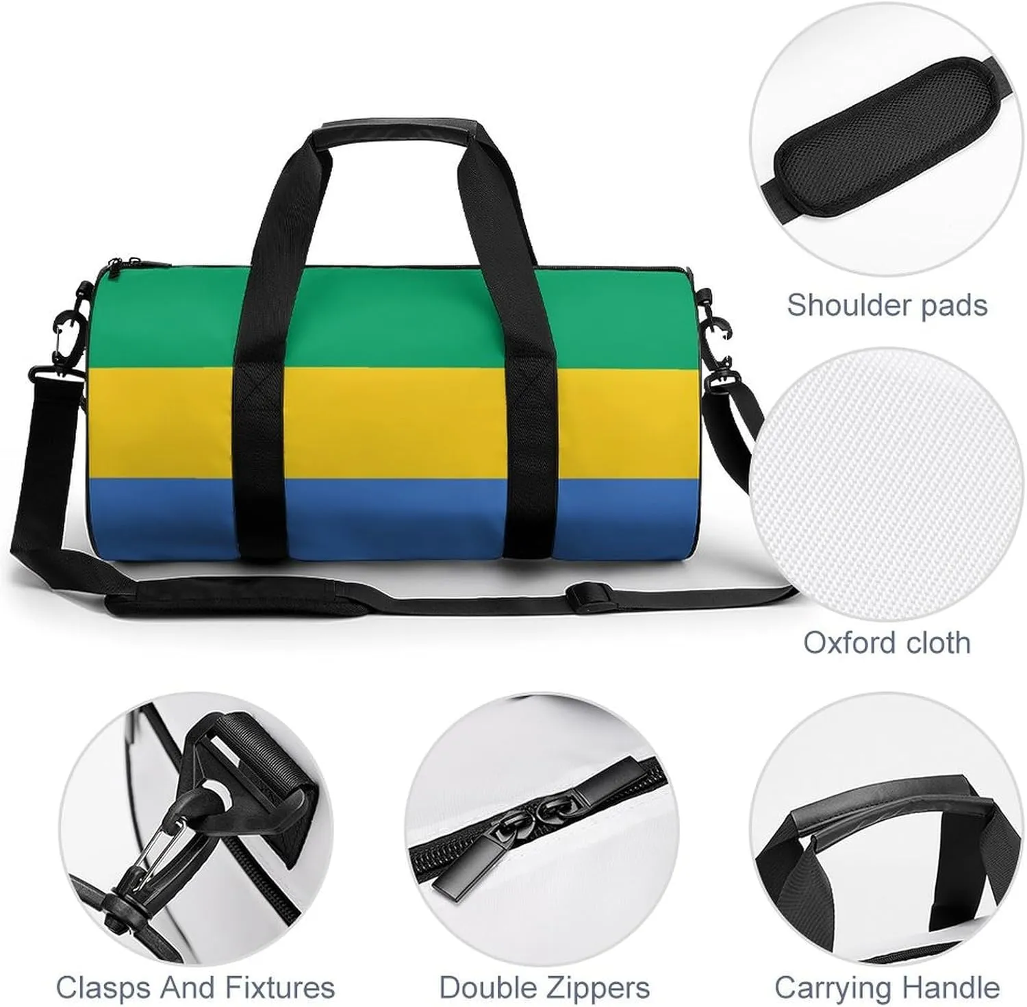Gabon Flag Gym Bag with Wet Pocket Travel Duffel for Boys Girls Weekender Overnight