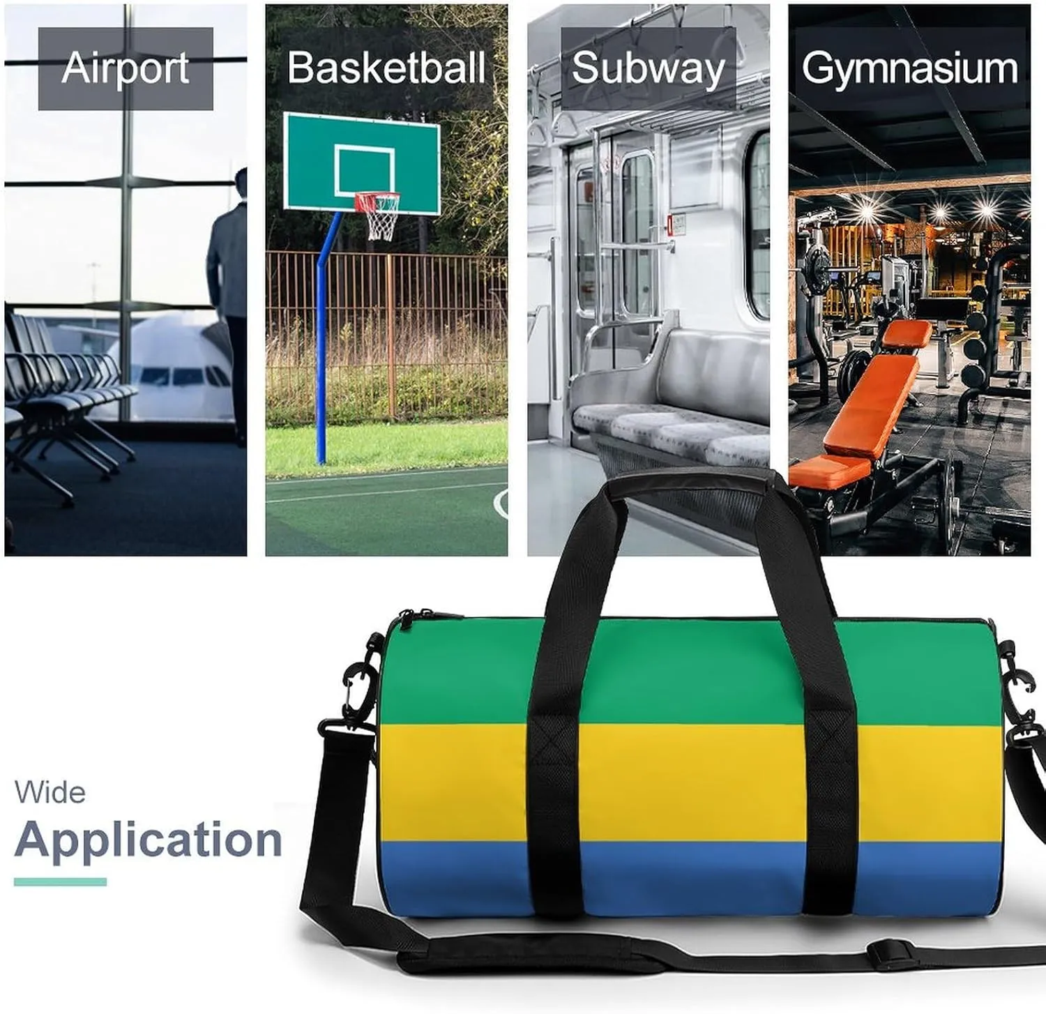 Gabon Flag Gym Bag with Wet Pocket Travel Duffel for Boys Girls Weekender Overnight
