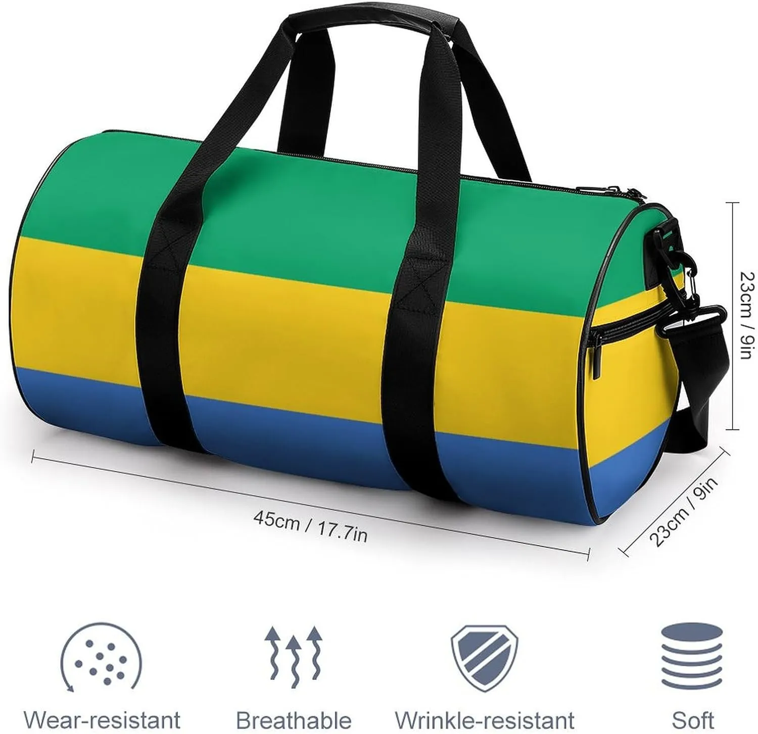 Gabon Flag Gym Bag with Wet Pocket Travel Duffel for Boys Girls Weekender Overnight