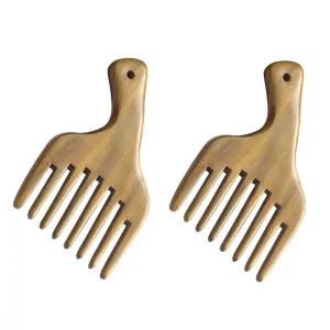 Gatuida 2Pcs Sandalwood Massage Combs Wide Tooth Wooden Hair Picks for Scalp Massaging Durable and for Home Use Relaxation and Hair Care