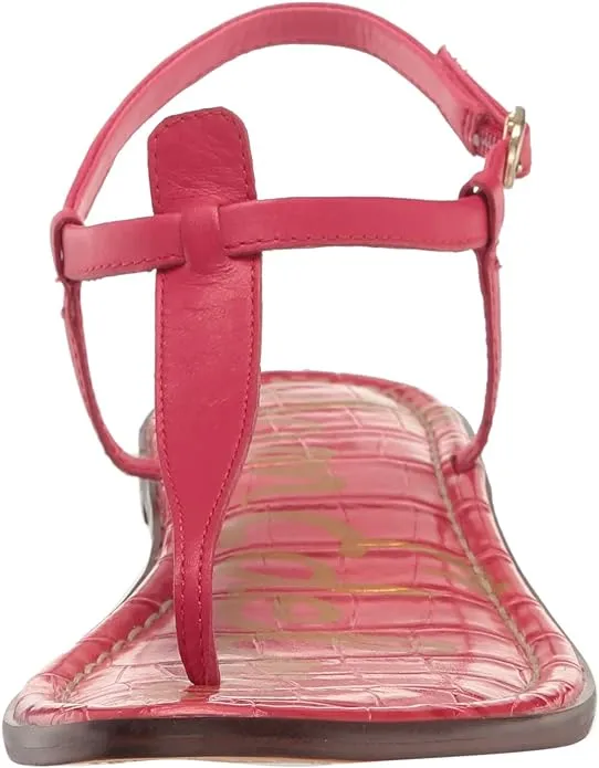 Gigi Sandals Edelman Ultra Embossed Flats Ankle Strap Markdown Fuchsia Thong Croco Sam Secure delivery