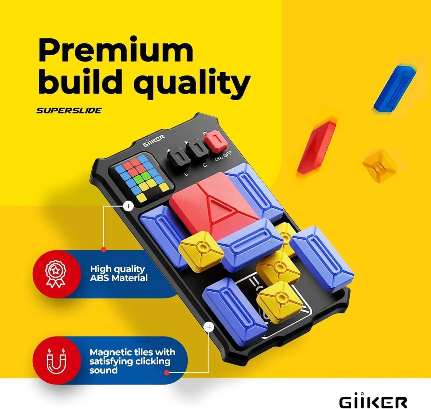 GiiKER Super Slide Puzzle Games, Original 500  Challenges Brain Teaser Puzzle, Toys for Kids Teens, Travel Games Birthday Gifts Easter Basket Stuffers for Boys Girls, Activities for Road Trips
