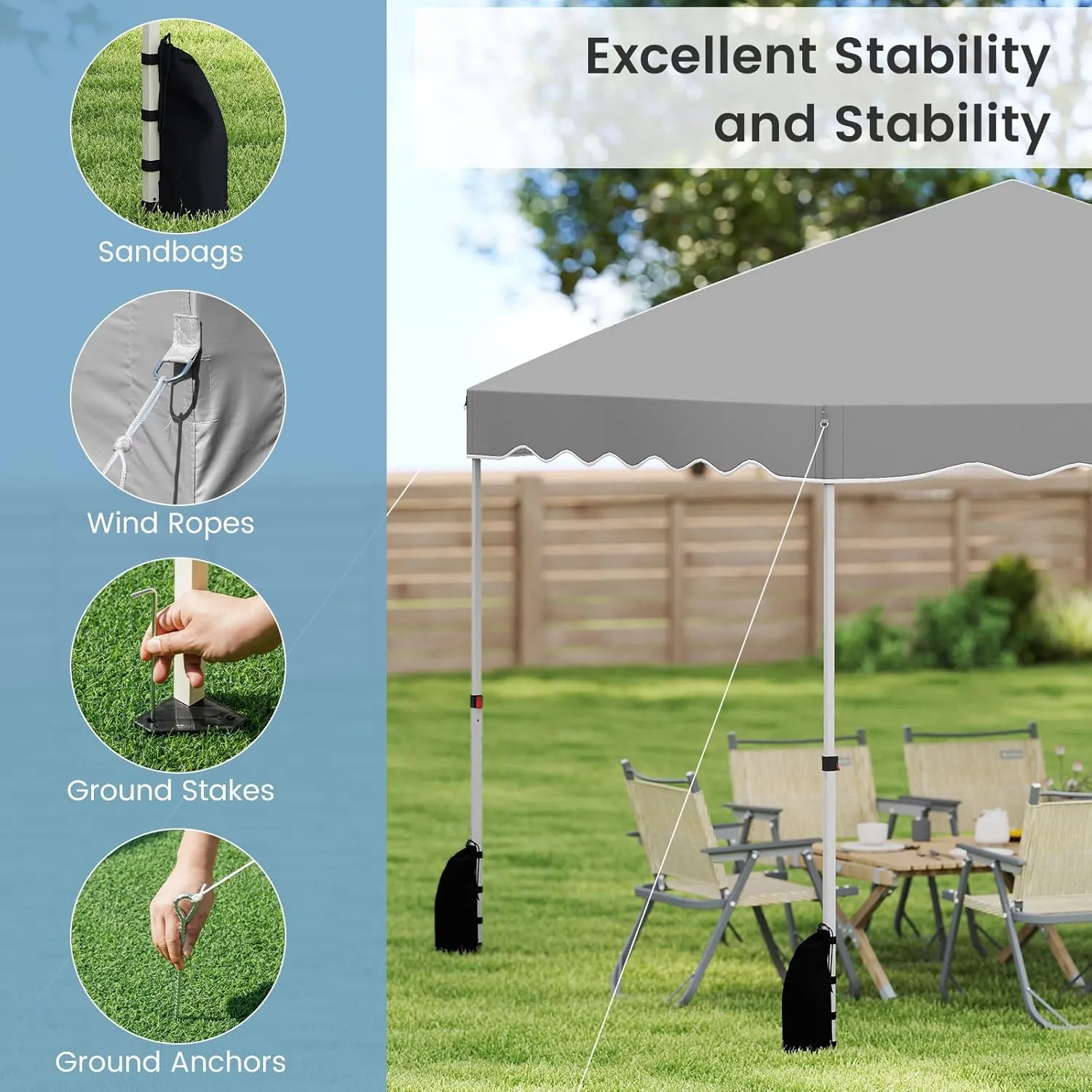 Goplus 10 X 10 FT Pop up Canopy Tent, Portable Foldable Outdoor Patio Shelter w/Wheeled Bag, 8 Stakes, 4 Anchors, 4 Wind Ropes, 4 Sandbags, Heavy-Duty Commercial Party Event Camping Tent, Easy (Grey)