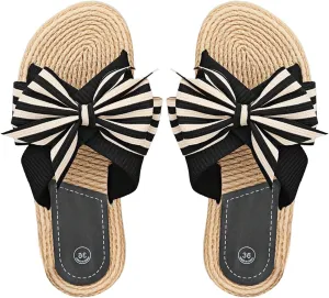 GORGLITTER Women's Bow Boho Summer Sandals Trendy 2025 Open Toe Slip on Slide Beach Sandals