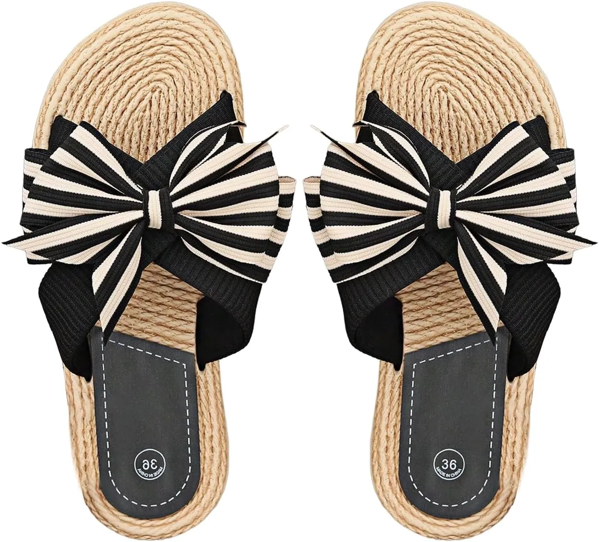 GORGLITTER Women's Bow Boho Summer Sandals Trendy 2025 Open Toe Slip on Slide Beach Sandals