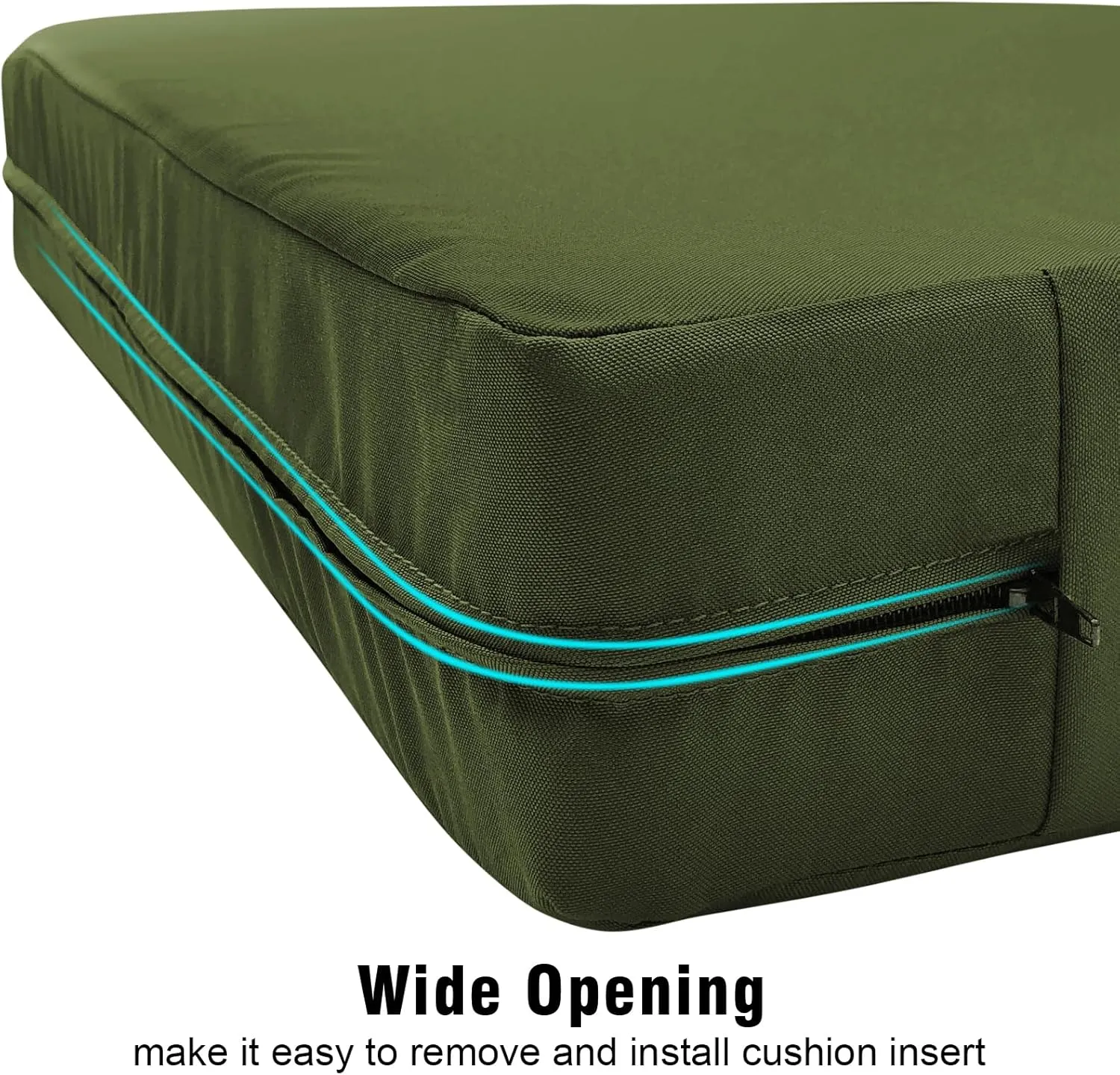 GUEGLSA Replacement Outdoor Cushion Covers 24x24x5 inch, Waterproof Patio Seat Cushion Slipcovers, Chair Cushion Slip Cover, Set of 2, Green