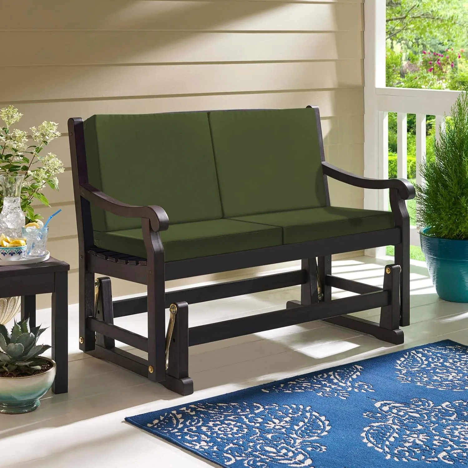 GUEGLSA Replacement Outdoor Cushion Covers 24x24x5 inch, Waterproof Patio Seat Cushion Slipcovers, Chair Cushion Slip Cover, Set of 2, Green