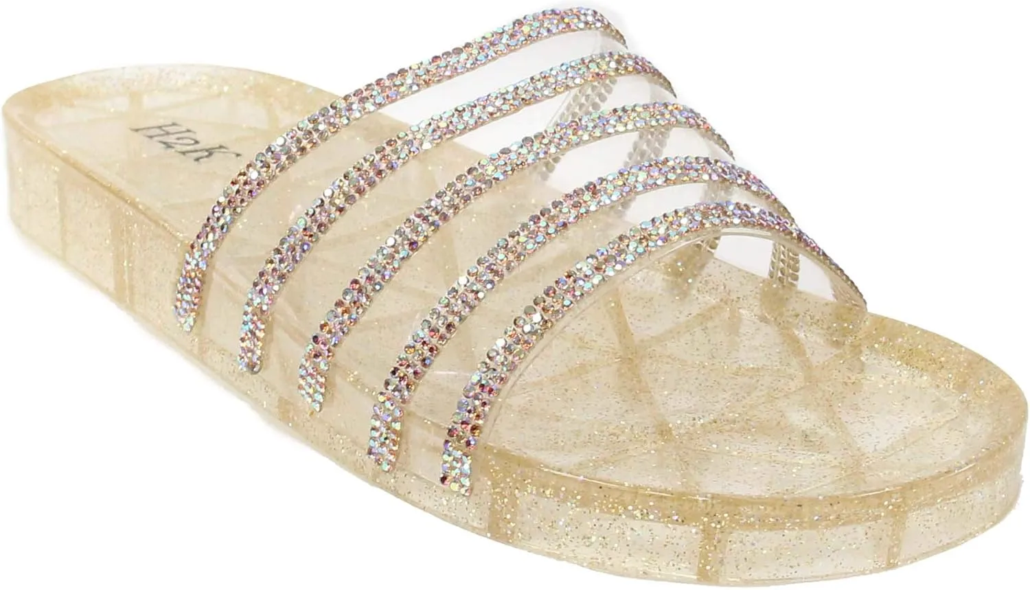 H2K Womens Jelly Glitter Summer Slide Sandals Flip Flops (Adults)