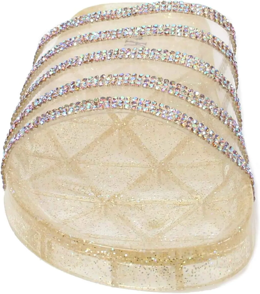 H2K Womens Jelly Glitter Summer Slide Sandals Flip Flops (Adults)