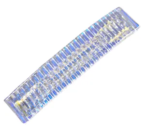 Hair Barrette Dichroic Glass SMALL 2.5" 65mm - Clear Teal Ice Blue Aquamarine Moonstone Aqua Opal Striped Reed Slide Clip Hair Accessories