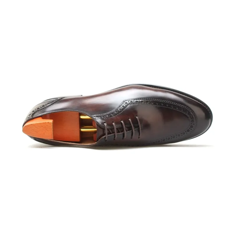 Handcrafted Brown Oxford Brogue Dress Shoes | Wingtip Detailing