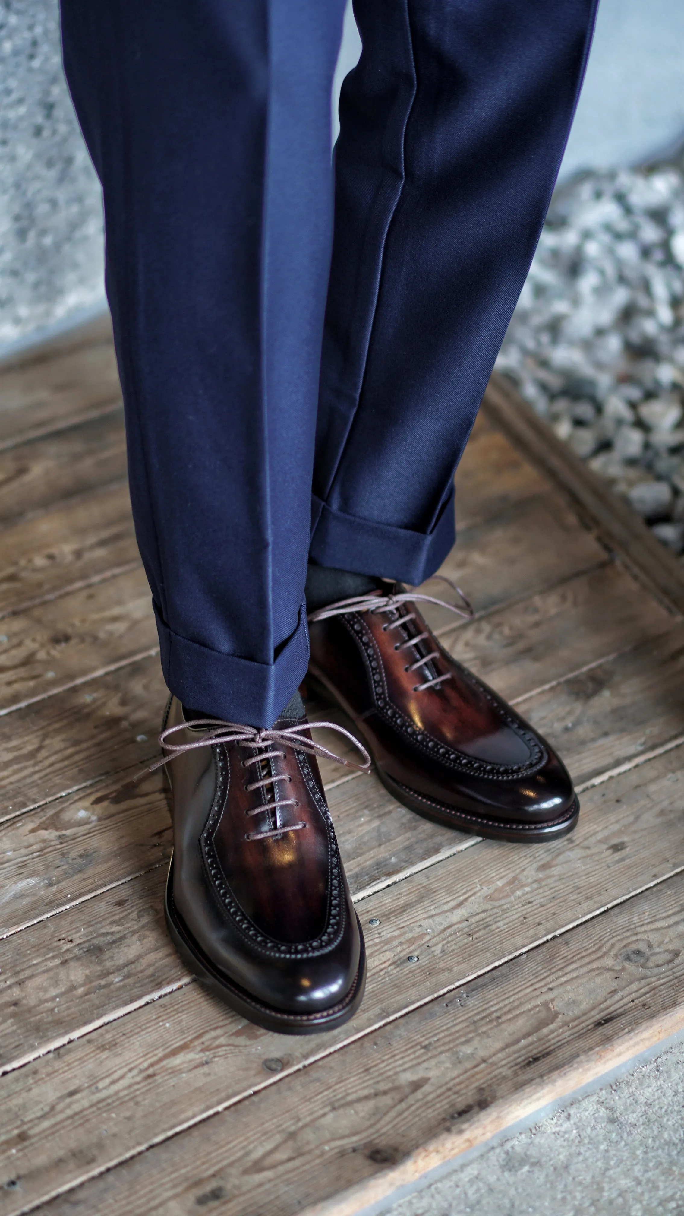 Handcrafted Brown Oxford Brogue Dress Shoes | Wingtip Detailing
