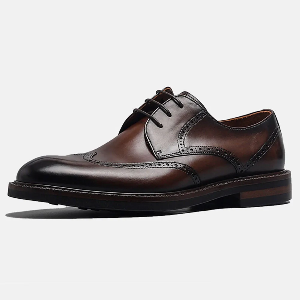 Handmade Leather Wingtip Oxford Shoes for Men