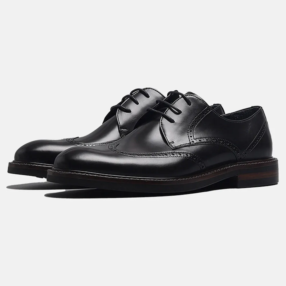 Handmade Leather Wingtip Oxford Shoes for Men