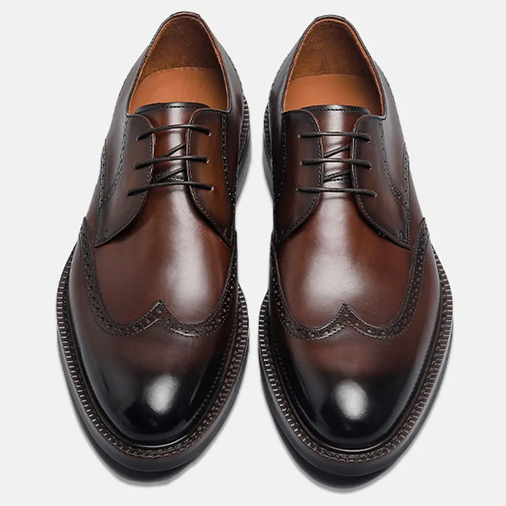 Handmade Leather Wingtip Oxford Shoes for Men