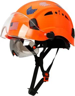Hard Hats Construction OSHA Approved With Double Visor - Cascos De Construccion Vented Hard Hat With Clear and Tinted Visor Construction Safety Helmet Hat With Chin Straps 6pt Suspension