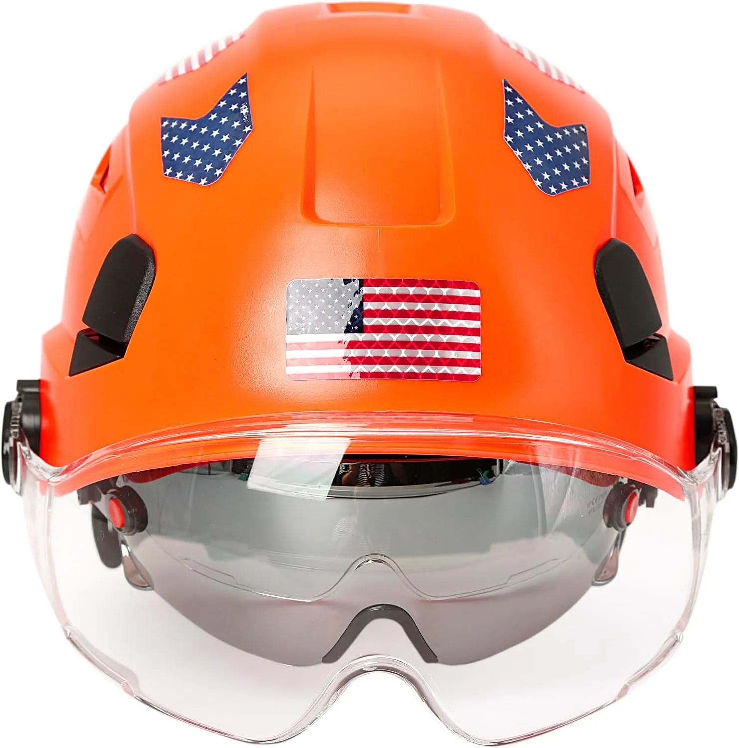 Hard Hats Construction OSHA Approved With Double Visor - Cascos De Construccion Vented Hard Hat With Clear and Tinted Visor Construction Safety Helmet Hat With Chin Straps 6pt Suspension