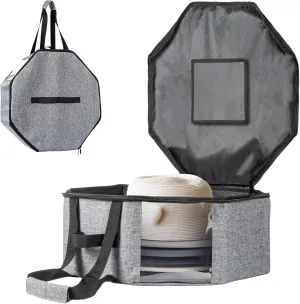 Hat Box, Hat Boxes for Women Storage, Collapsible Cowboy Cap Storage with Viewing Window for Travel, Cap Bag for Women and Men Organizer Case with Handle