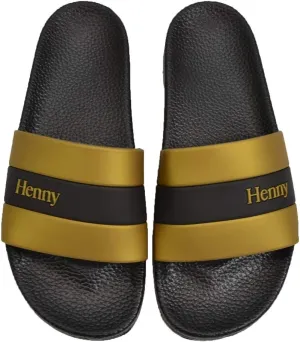 Henny Stripe Slides Black Gold Slip On Men's Sandals (10)
