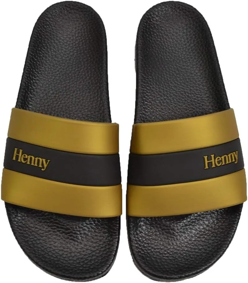 Henny Stripe Slides Black Gold Slip On Men's Sandals (10)