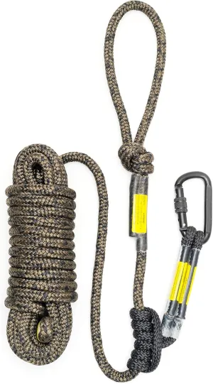 Hunting Safety Linemans Rope 30ft with Prusik Knot and Single Carabiner for Hunter Climbing Tree Stand Hanging Ladder Stand or Bow Lifeline,Fall Protection When Hunting on Stands