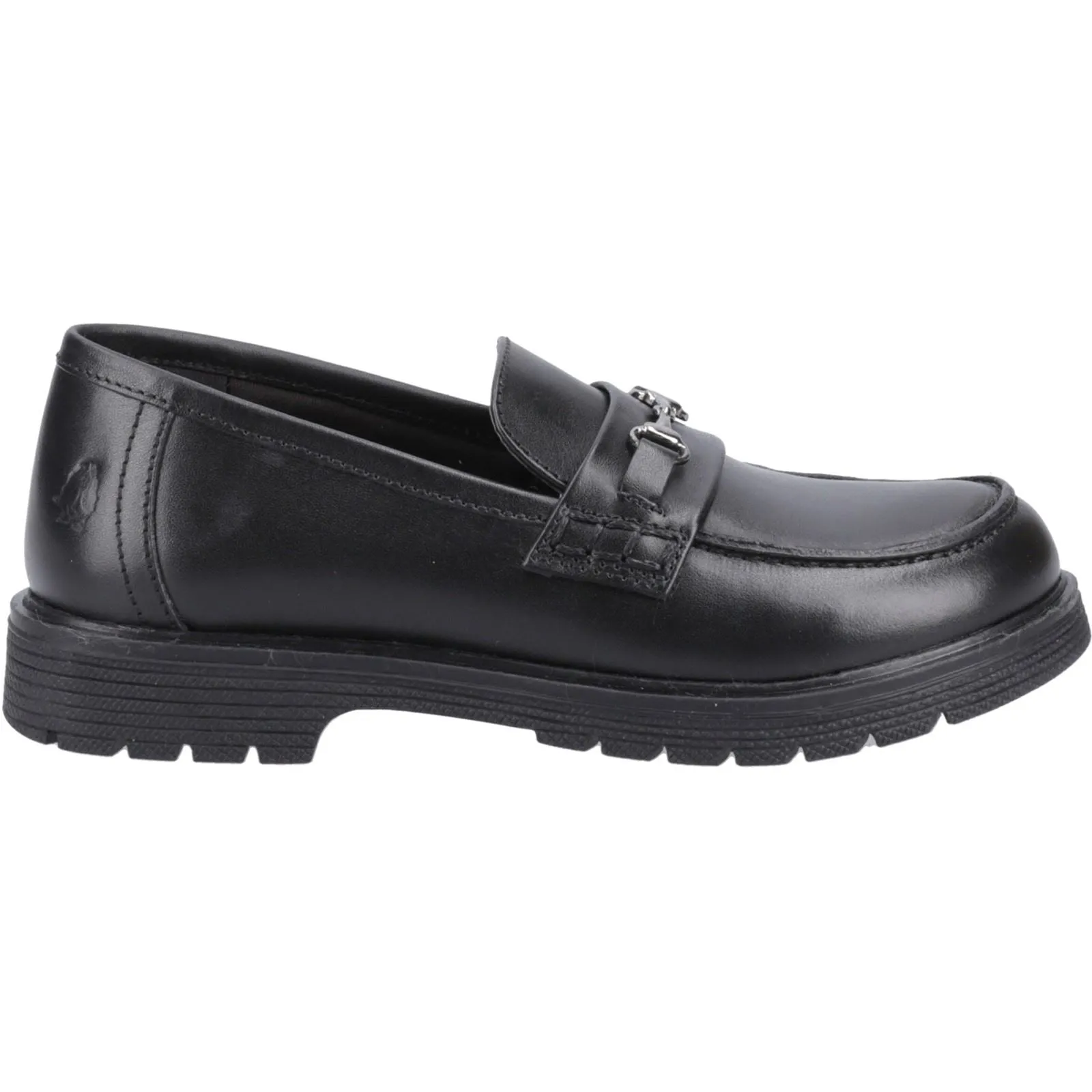 Hush Puppies Lydia Senior Leather Girls's Black Loafers