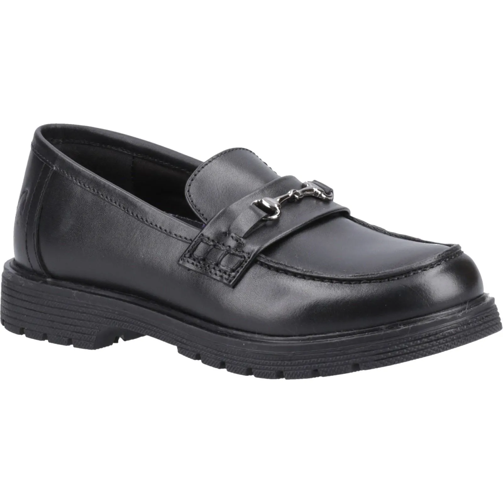 Hush Puppies Lydia Senior Leather Girls's Black Loafers