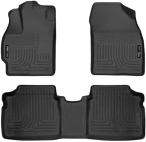 Husky Liners Weatherbeater Floor Mats | Fits 2010-2014 Toyota Prius | Front & 2nd Row, 3-pc Black - 98921