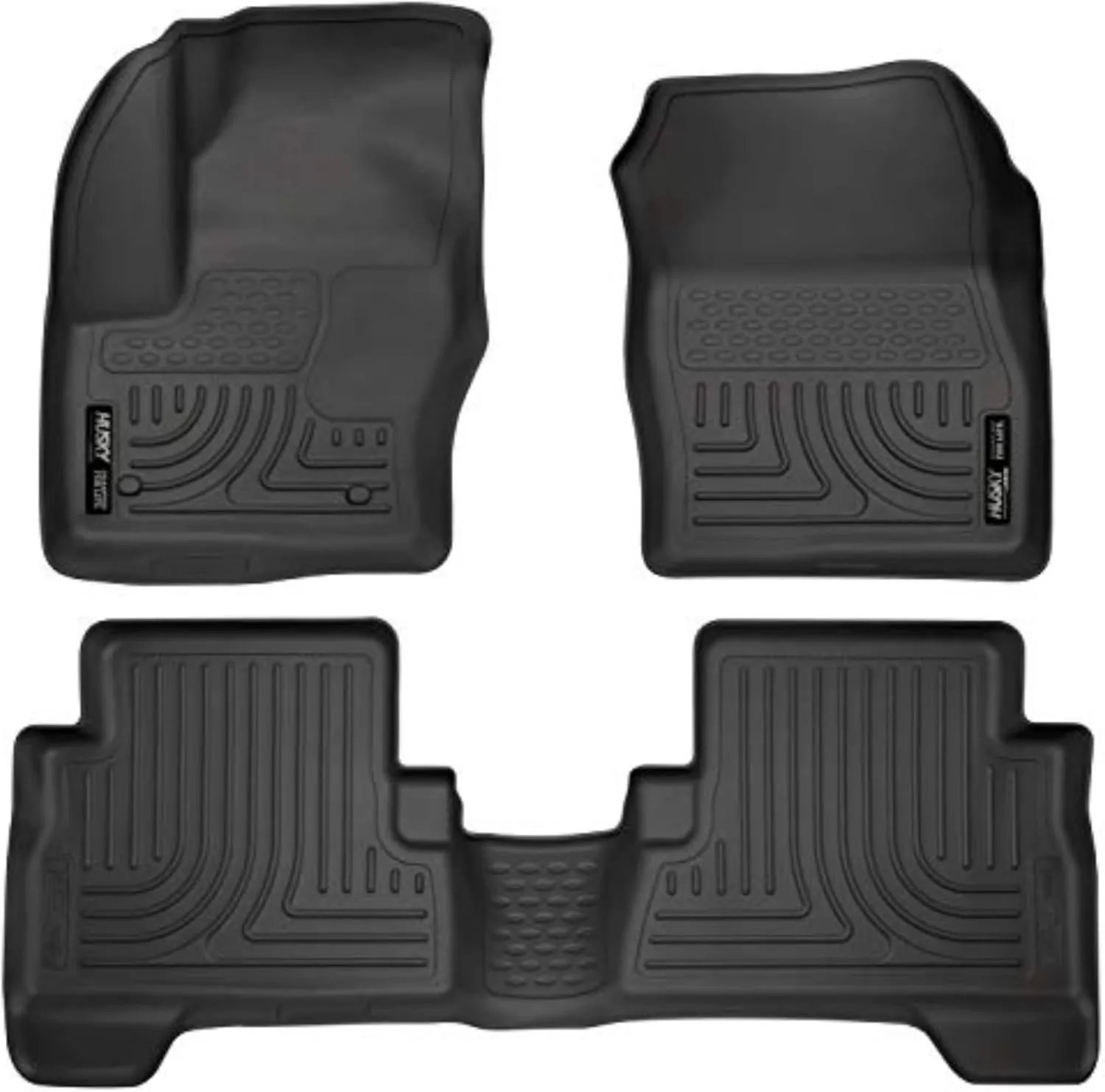 Husky Liners Weatherbeater Floor Mats | Fits 2013 - 2019 Ford Escape; 2013 - 2018 Ford C-Max | Front & 2nd Row, 3-pc Black - 99741