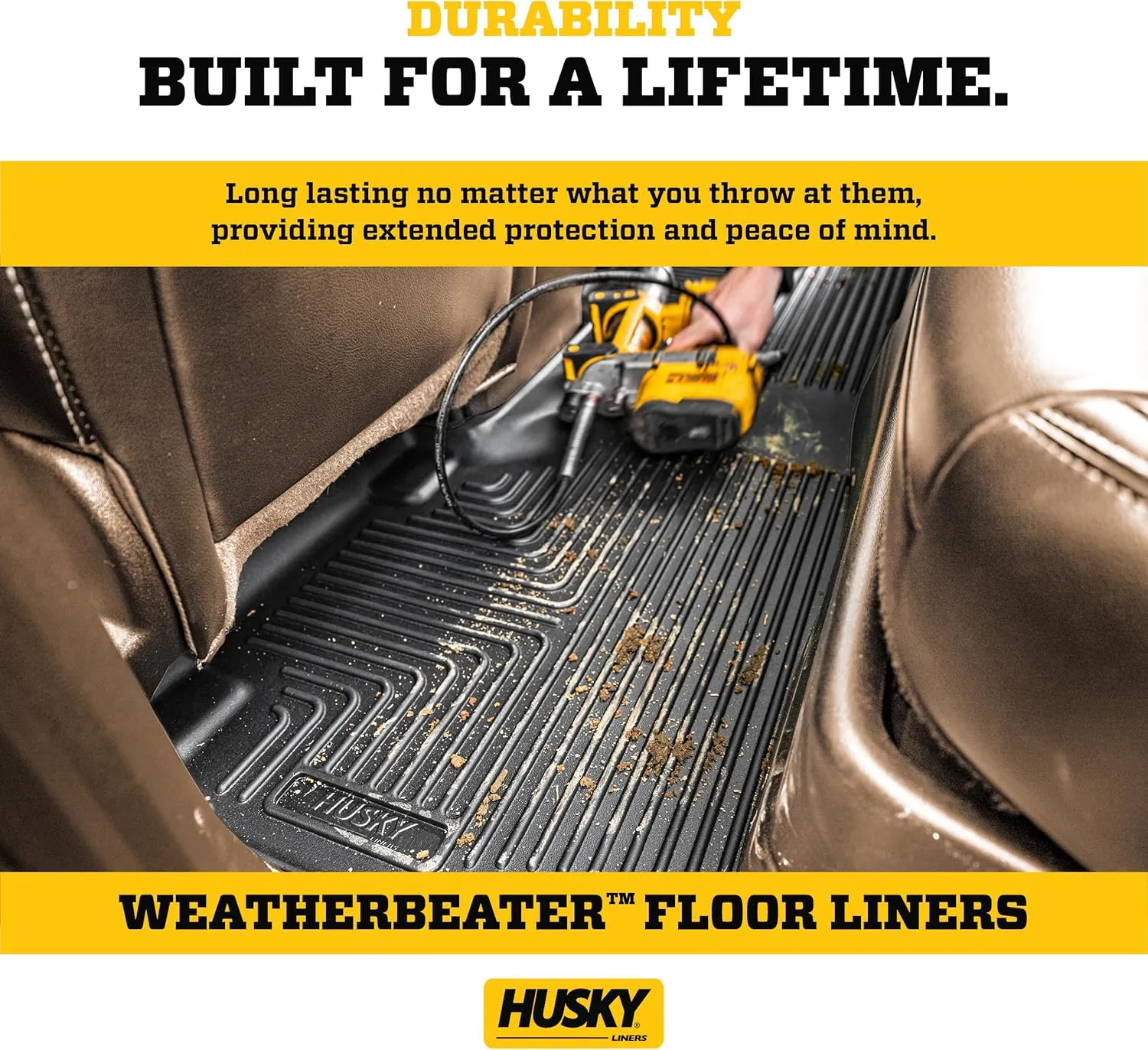 Husky Liners Weatherbeater Floor Mats | Fits 2013 - 2019 Ford Escape; 2013 - 2018 Ford C-Max | Front & 2nd Row, 3-pc Black - 99741