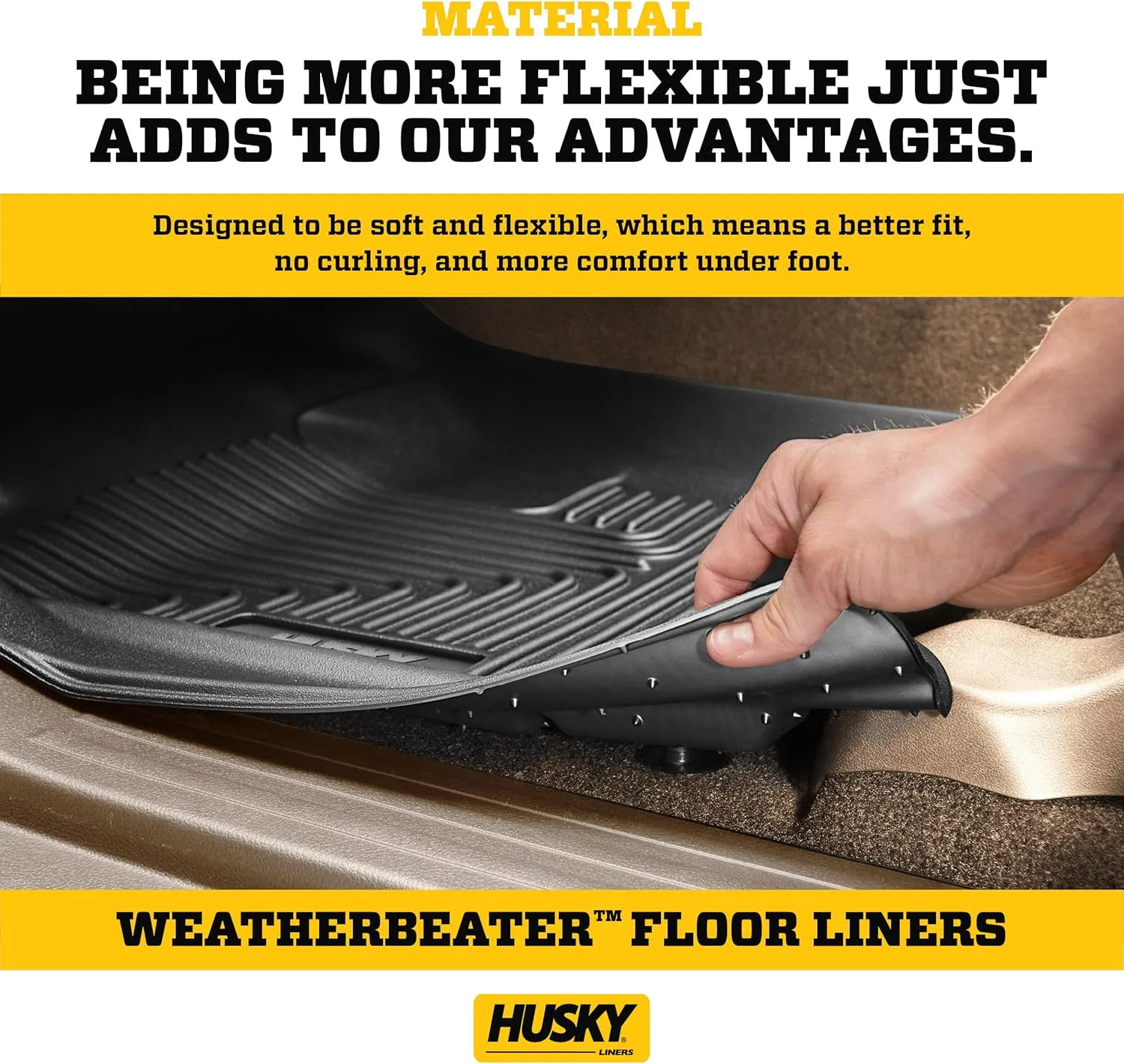 Husky Liners Weatherbeater Floor Mats | Fits 2013 - 2019 Ford Escape; 2013 - 2018 Ford C-Max | Front & 2nd Row, 3-pc Black - 99741