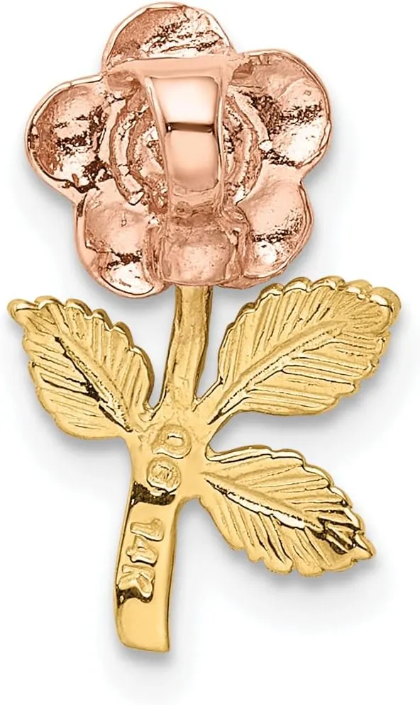 IceCarats 10K Solid Two Tone Gold Rose Flower Slide Necklace Chain Pendant Charm