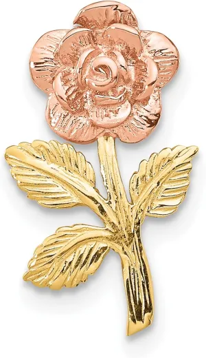 IceCarats 10K Solid Two Tone Gold Rose Flower Slide Necklace Chain Pendant Charm