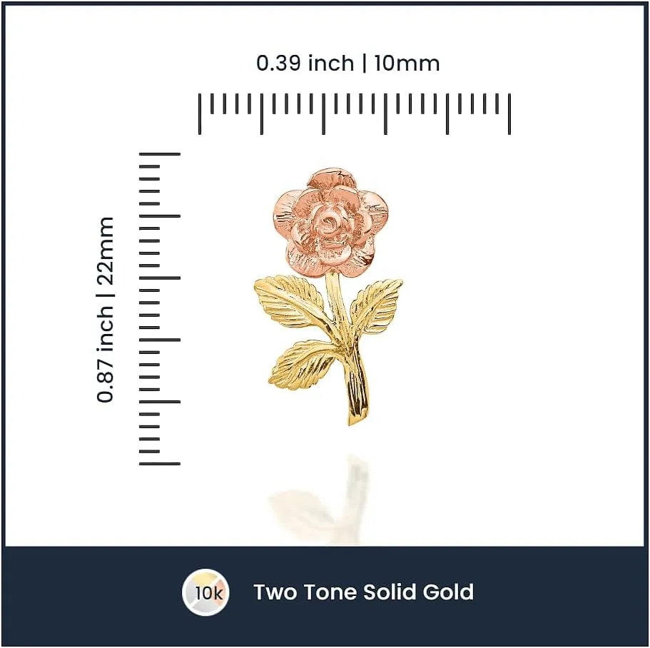 IceCarats 10K Solid Two Tone Gold Rose Flower Slide Necklace Chain Pendant Charm