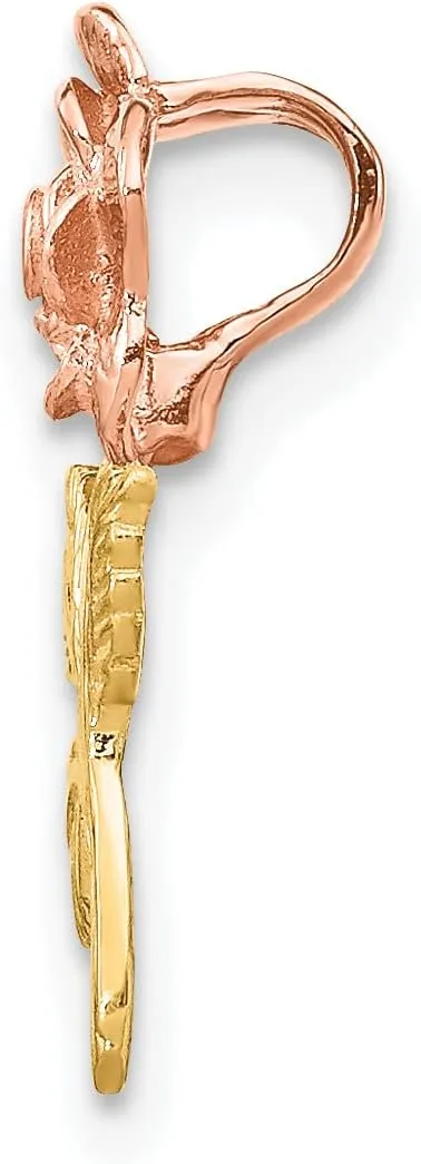 IceCarats 10K Solid Two Tone Gold Rose Flower Slide Necklace Chain Pendant Charm