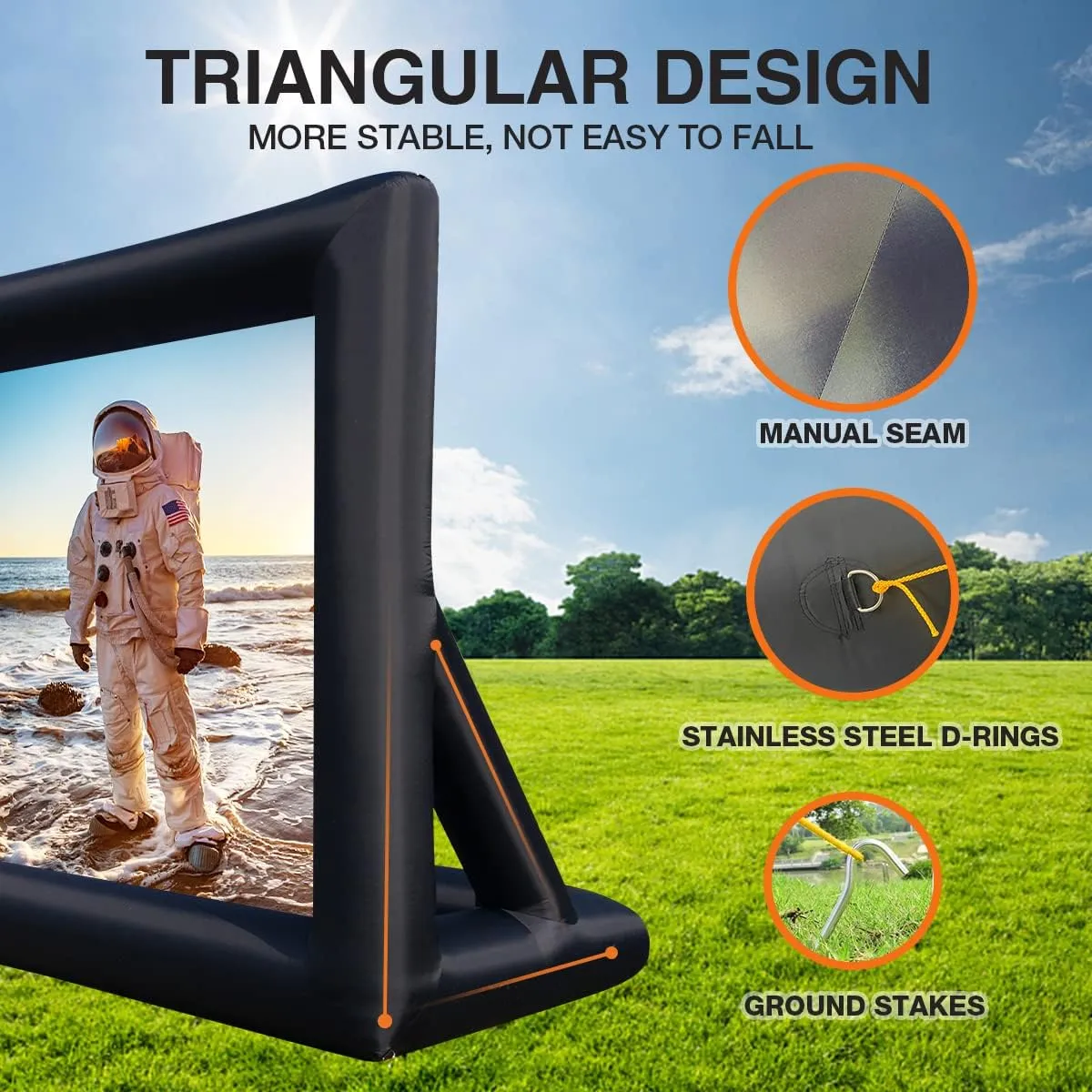 Inflatable Movie Screen Outdoor Projector Screen for Outside 20ft, Blow Up Screens Front and Rear Projection with Air Blower, Best for Movie Nights Backyard Home Theater Pool Party