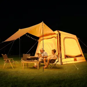Inflatable Tents for Camping, Blow Up Tent with Hand Pump, Easy Setup Inflatable Hot Tent with Stove Jack, Waterproof Oxford Air Glamping Tents for Camping Adult 4-6 Person