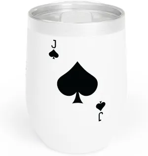 Jack of Spades Deck of Cards Halloween Costume Chill Wine Tumbler For Men (12 oz, White)