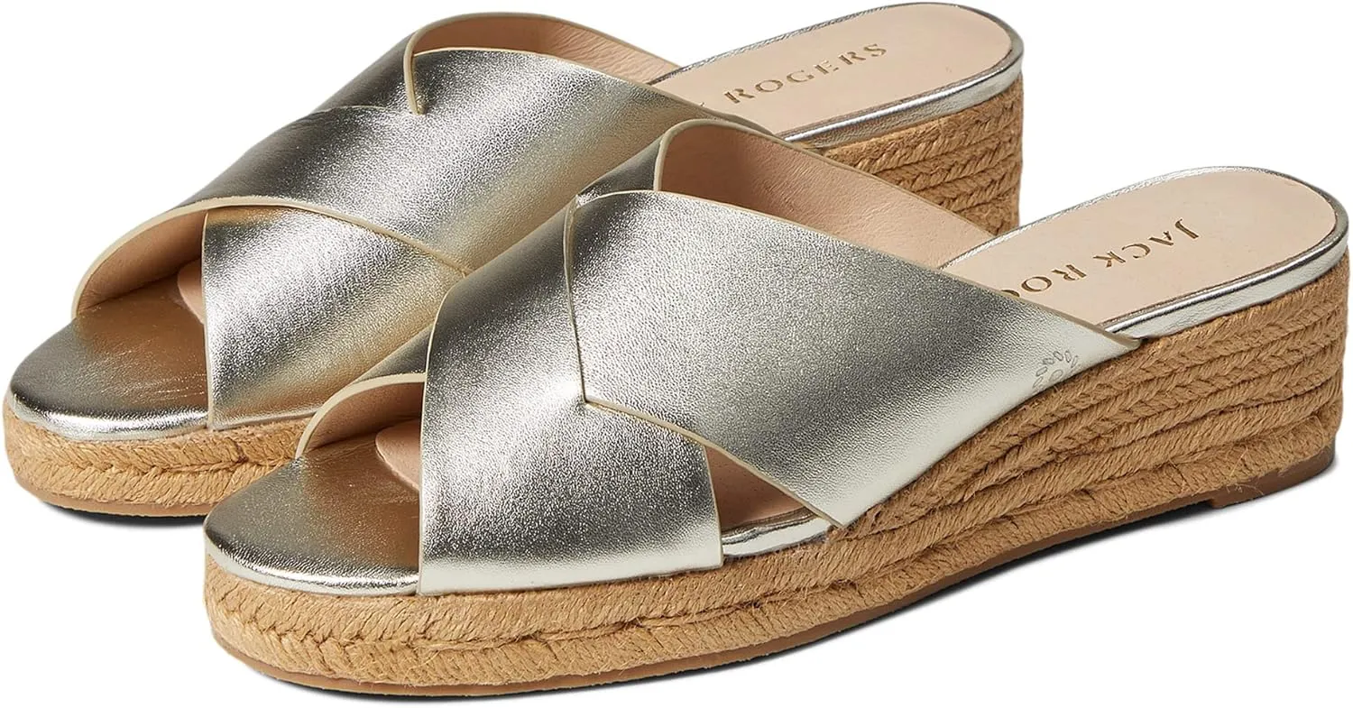 Jack Rogers Womens Slotted Sloan Leather Slip-On Wedge Sandals