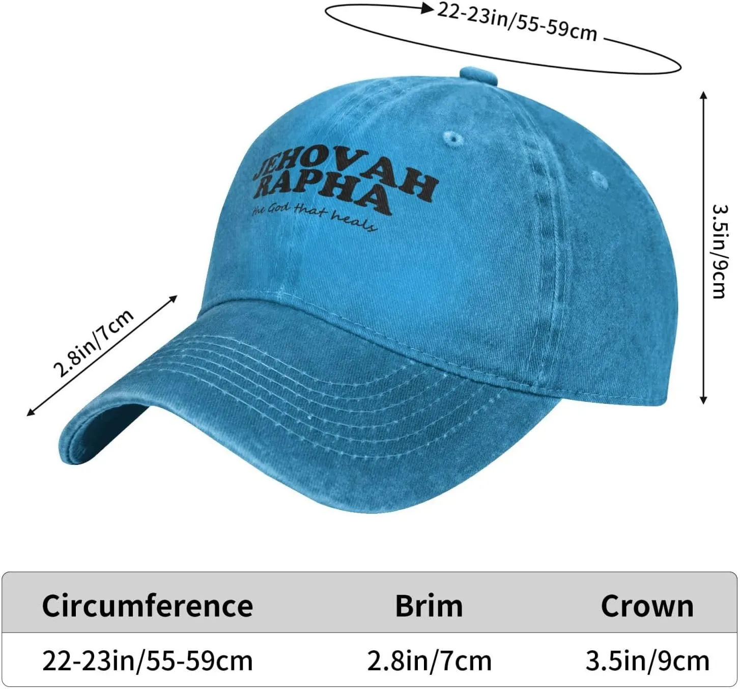 Jehovah Rapha The God Who Heals Baseball Hat Adjustable Classic Dad Hat for Men Women,Black