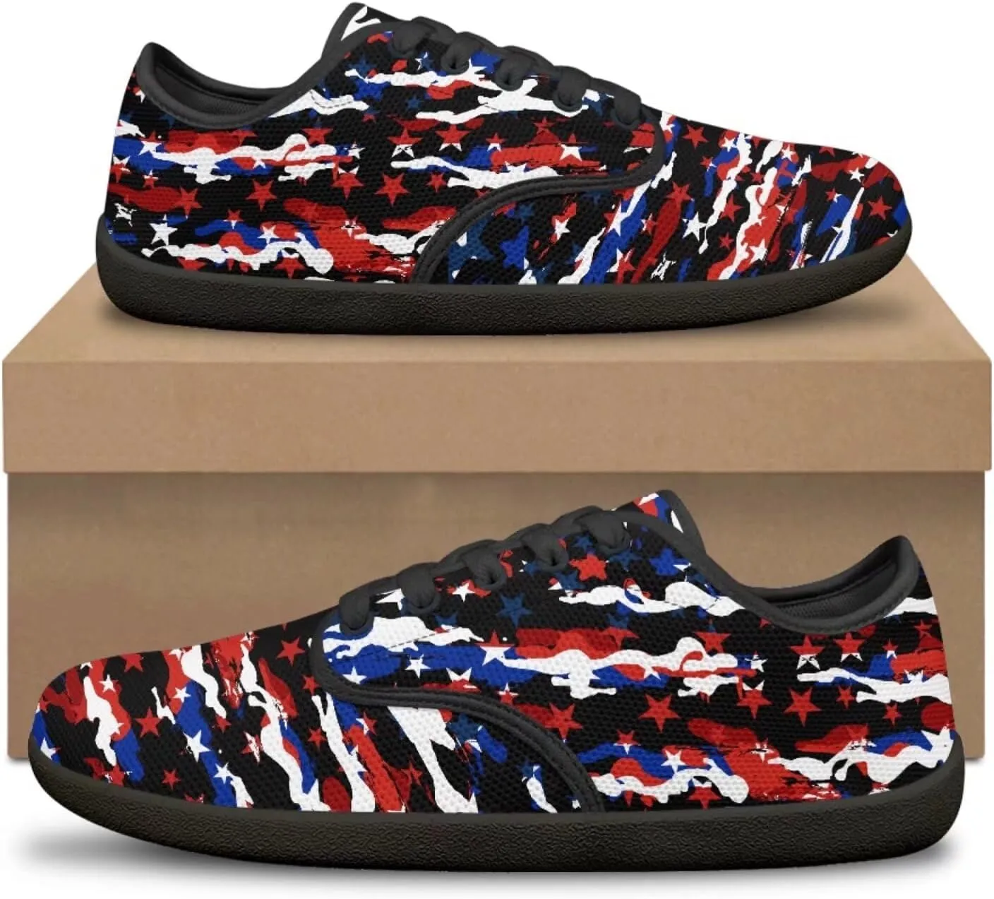 Jeiento American Flag Hike Barefoot Shoes with Wide Toe Box for Men Patriots, Non-Slip