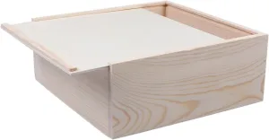 Jewelry Boxes 1Pc Wooden Box, Wood Box with Slide Cover Keepsake Box Wooden Storage Box Memory Box Unfinished Wood Crates Craft Box for DIY Craft and Storage, 19.6x19.6cm Vintage Decor