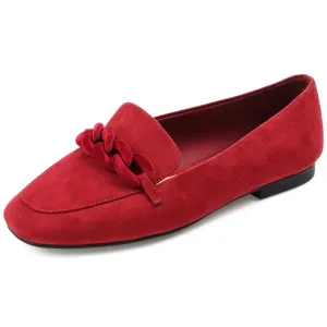 Journee Collection Womens Cordell Tru Comfort Foam Slip On Square Toe Loafer Dress Flats - Red - Size: 9 Wide