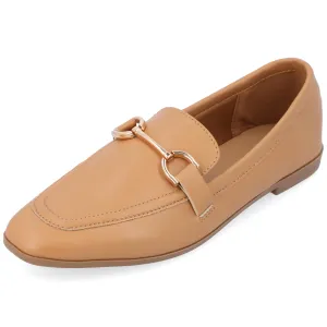 Journee Collection Women's Mizza Tru Comfort Foam Loafer Slip On Square Toe Dress Flats - Tan - 9 Wide
