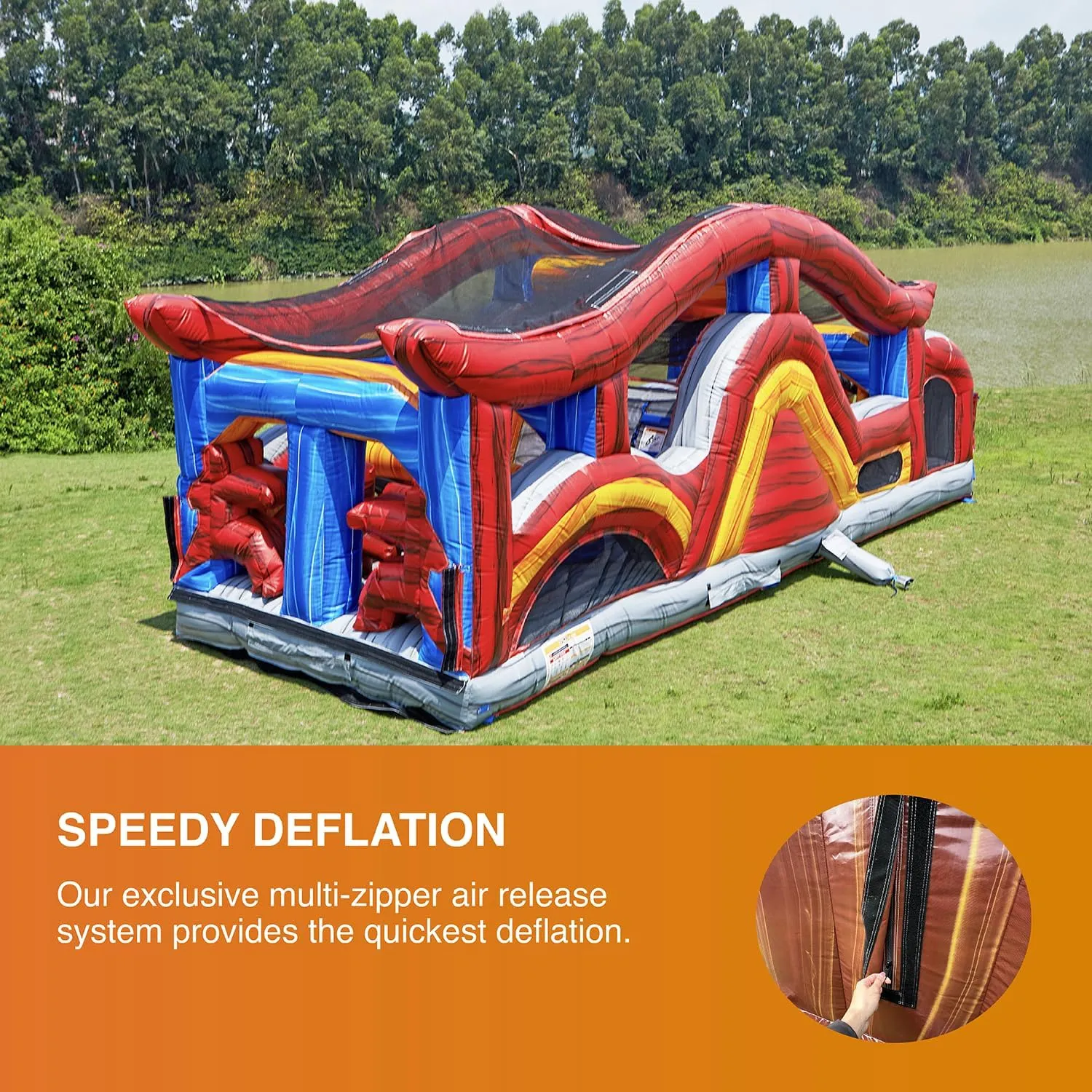 JumpOrange Shadow Obstacle Course Bounce House Inflatable for Kids and Adults with Blower, Commercial Grade, Pop Ups, Outdoor Indoor, Rental Quality - (Piece 1)