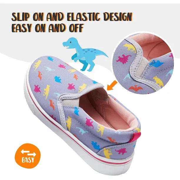 K KomForme Kids Purple Dinosaur Casual Canvas Shoes Size 12 Little Boy