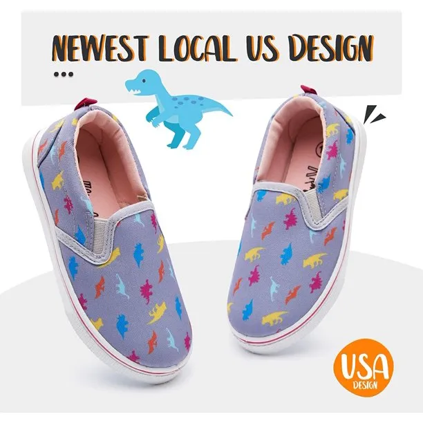 K KomForme Kids Purple Dinosaur Casual Canvas Shoes Size 12 Little Boy